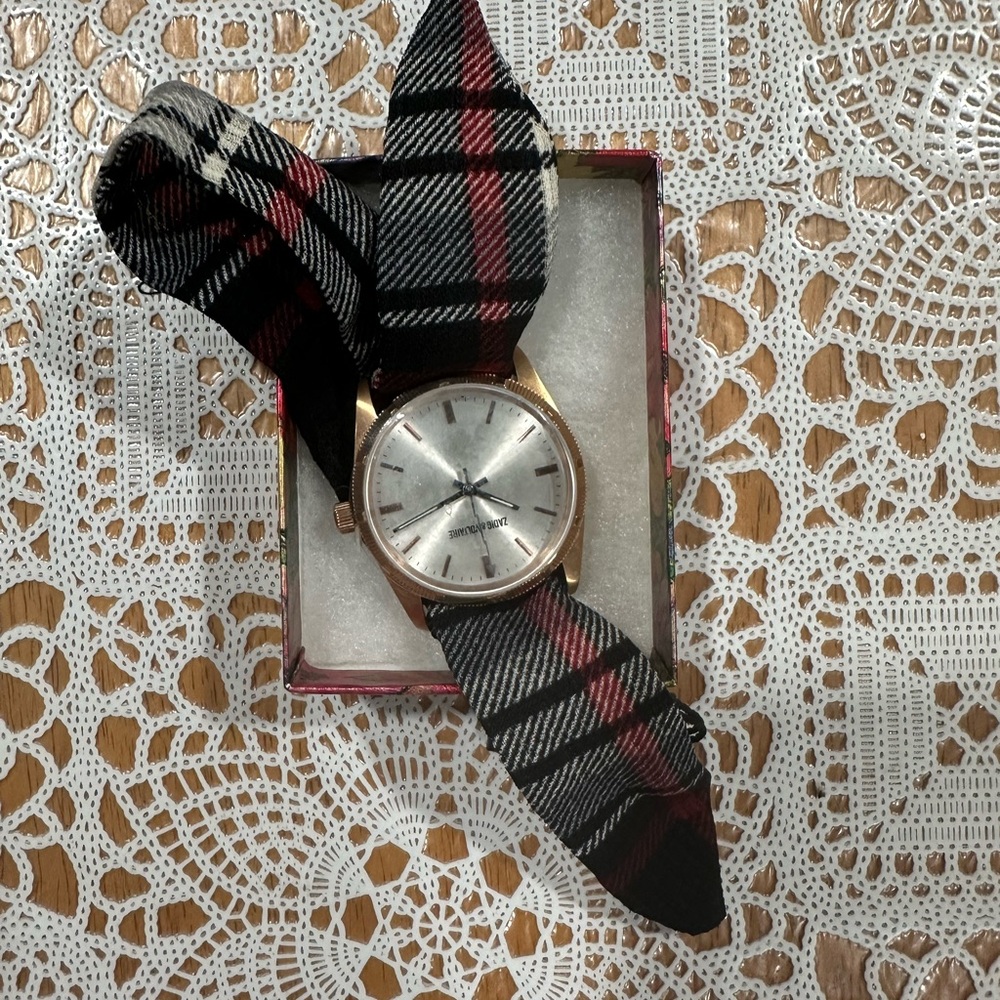 Zadig & Voltaire Watch with Black and Red Plaid Strap